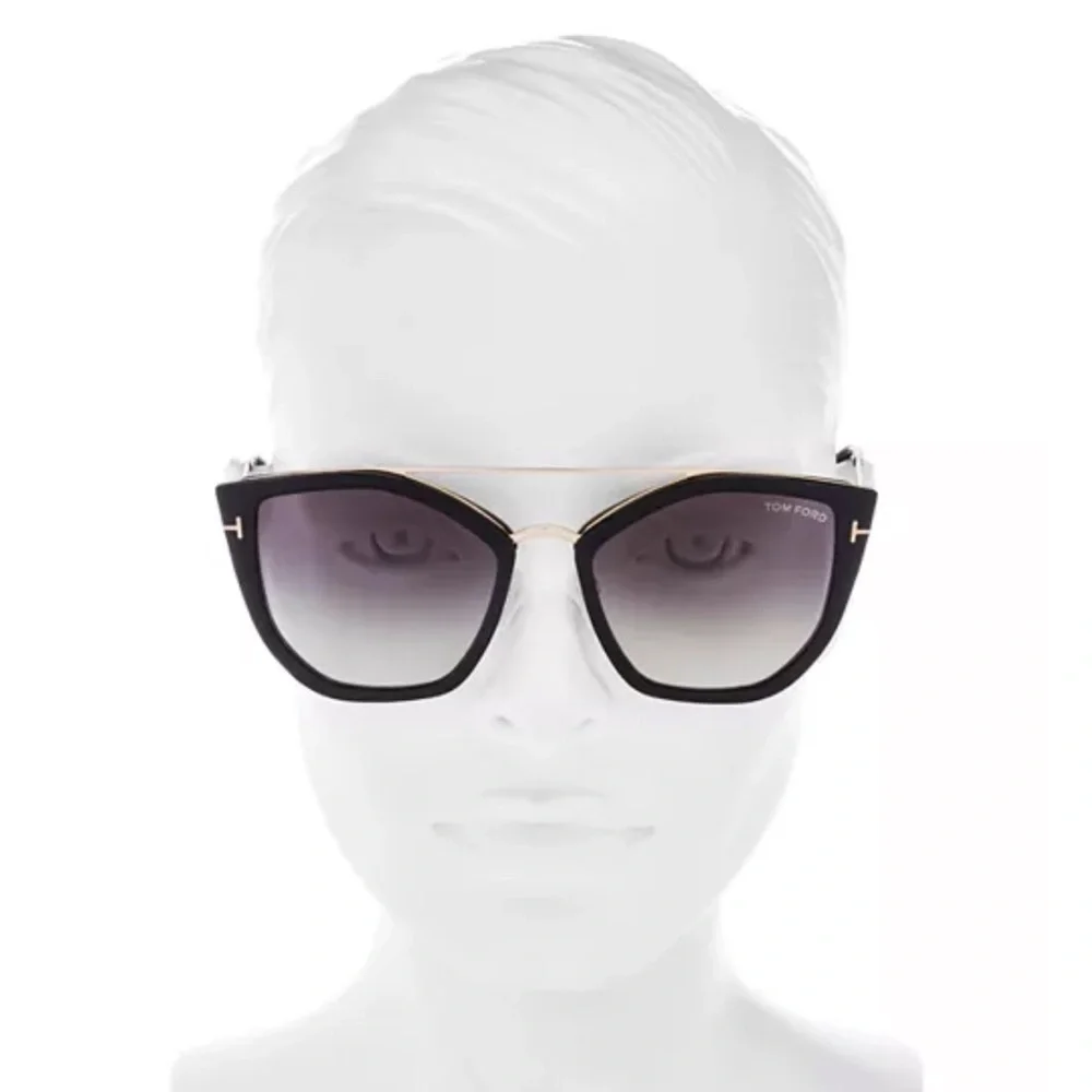 Tom Ford Women’s Dahlia Geometric Black and Gold 55 mm Sunglasses/Case